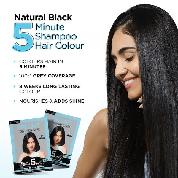 NATURAL BLACK 5 MINUTE SHAMPOO HAIR COLOUR - 20ML X 5