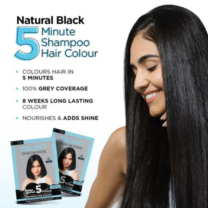 NATURAL BLACK 5 MINUTE SHAMPOO HAIR COLOUR - 20ML X 5