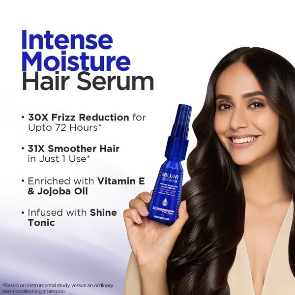 INTENSE MOISTURE HAIR SERUM WITH VITAMIN E & JOJOBA OIL FOR 30X FRIZZ REDUCTION FOR UPTO 72 HOURS*70ML