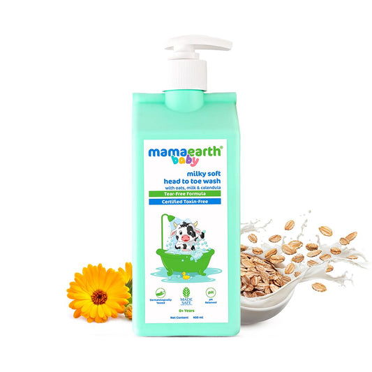 MILKY SOFT HEAD TO TOE WASH WITH OATS, MILK, AND CALENDULA FOR BABIES- 400ML