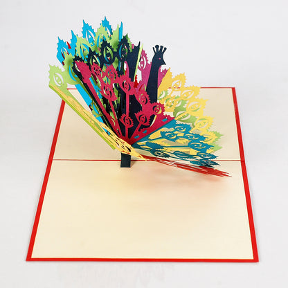 PEACOCK POPUP CARD (15X15CM)