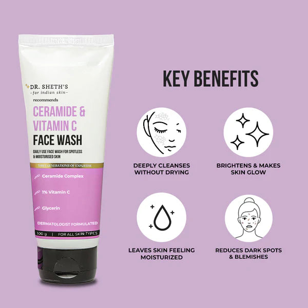 DR. SHETH'S CERAMIDE & VITAMIN C FACEWASH 100 ML