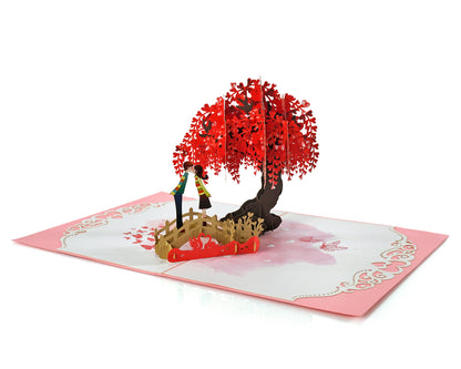 CHERRY BLOSSOM KISS POPUP CARD (15X20CM)