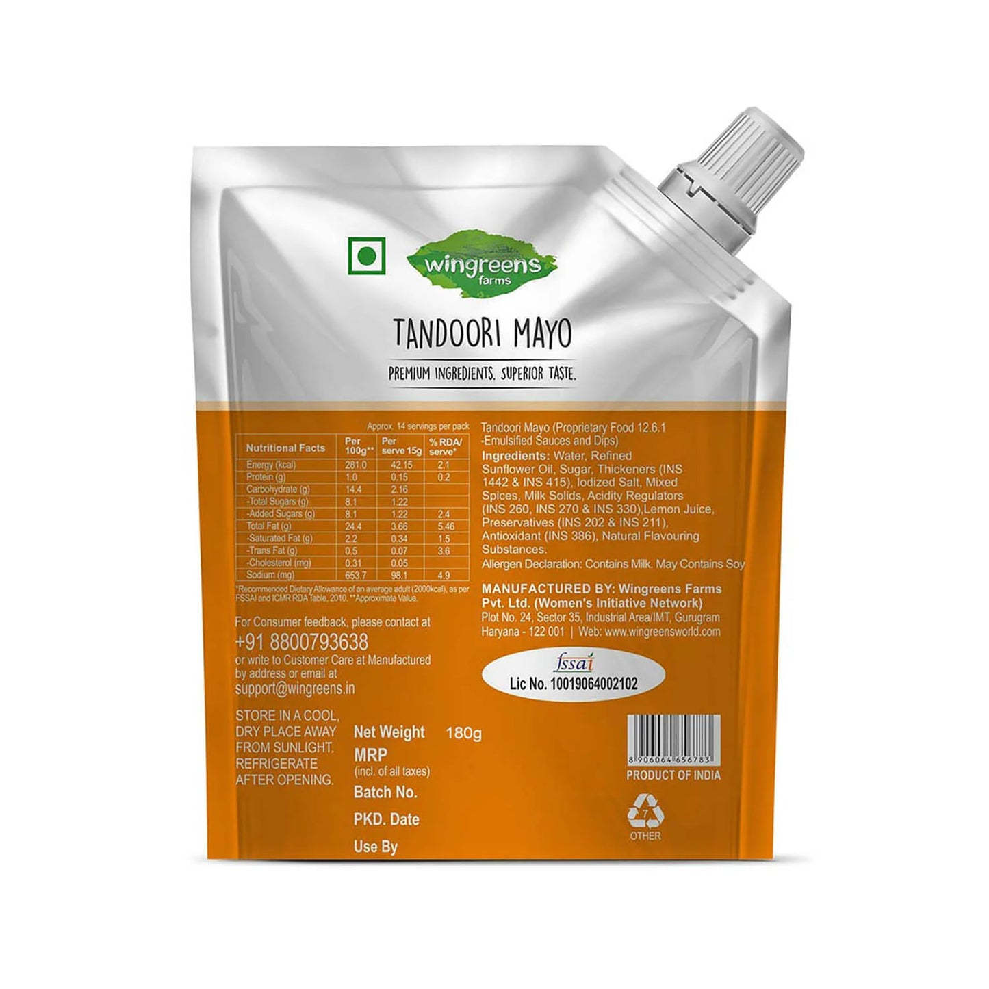 TANDOORI MAYO SAUCE 180G POUCH