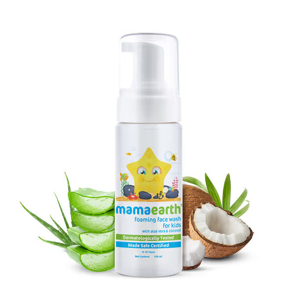 FOAMING FACE WASH FOR KIDS WITH ALOE VERA & COCONUT FOR GENTLE CLEANSING- 150 ML