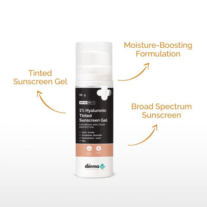 1% HYALURONIC TINTED SUNSCREEN, GEL BASED SUNSCREEN 50G