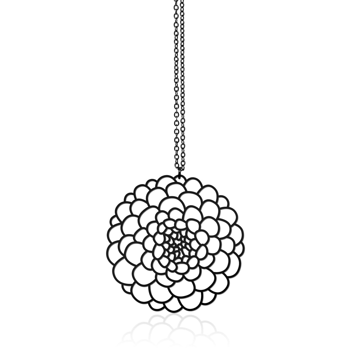 DAHLIA PENDANT SMALL BLACK WITH CHAIN