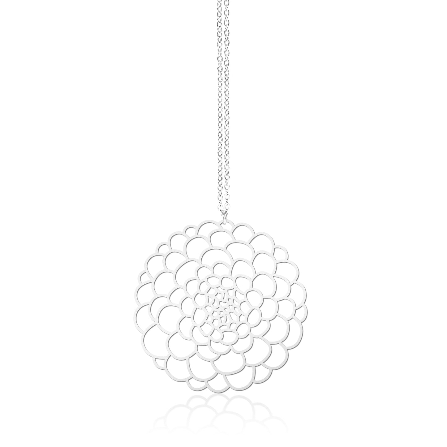 DAHLIA PENDANT SMALL SILVER WITH CHAIN